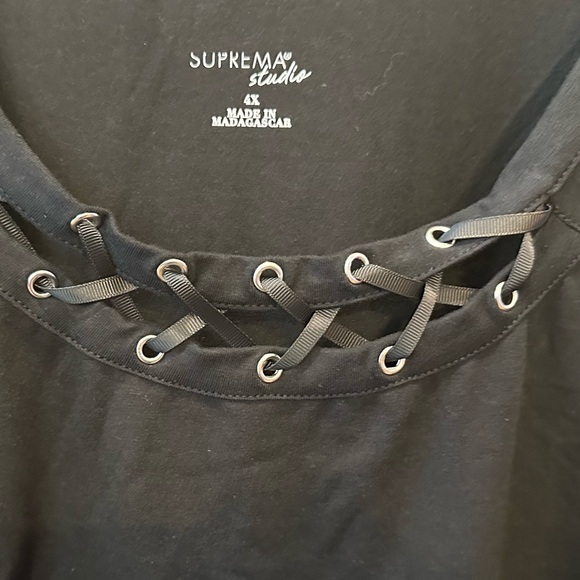 NWT Catherines Suprema® Studio Grommet Stud Top - Black - Size 4X - Picture 6 of 9